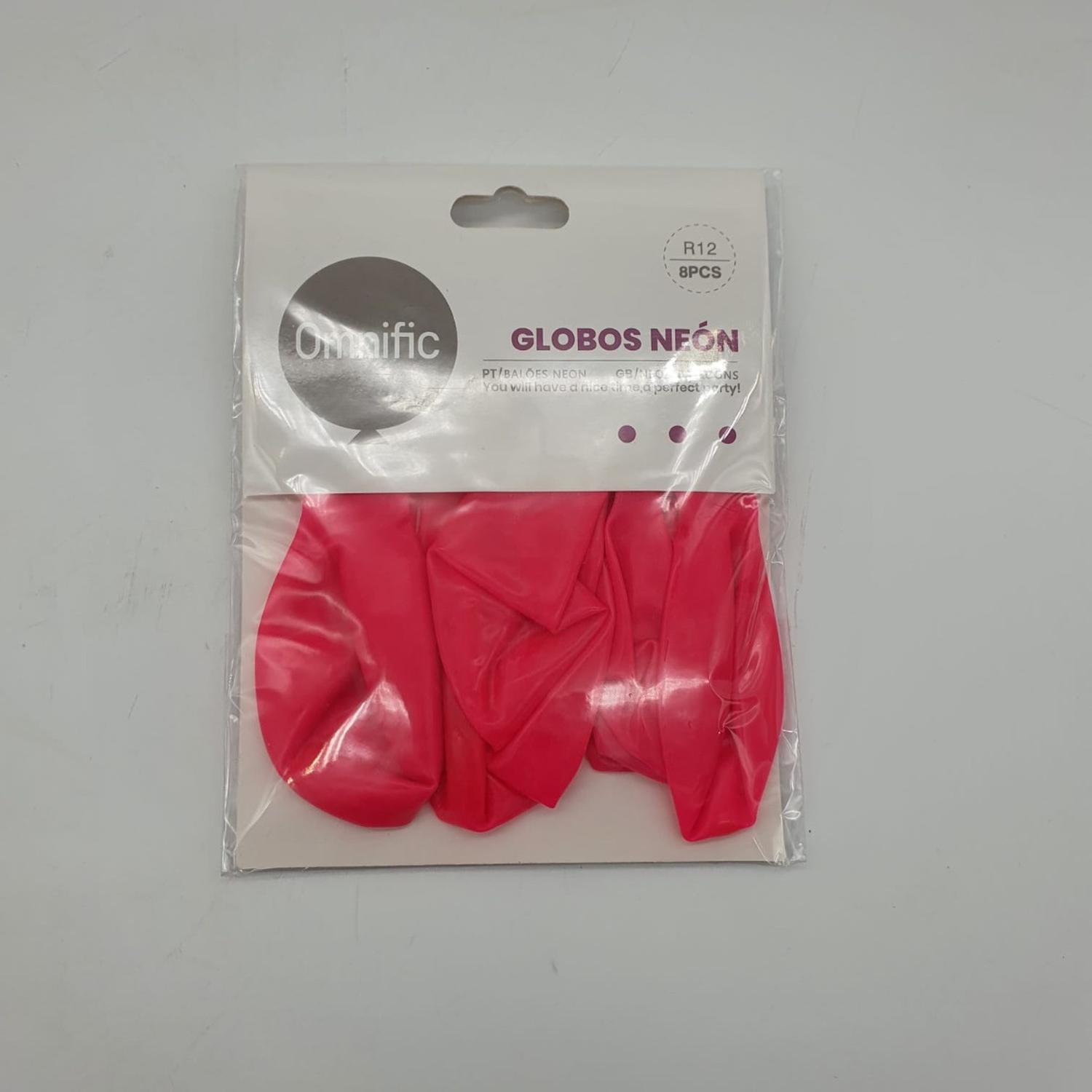 PACK X8 GLOBO TAMAÑO R12 FIESTA ROSADO NEÓN - 1