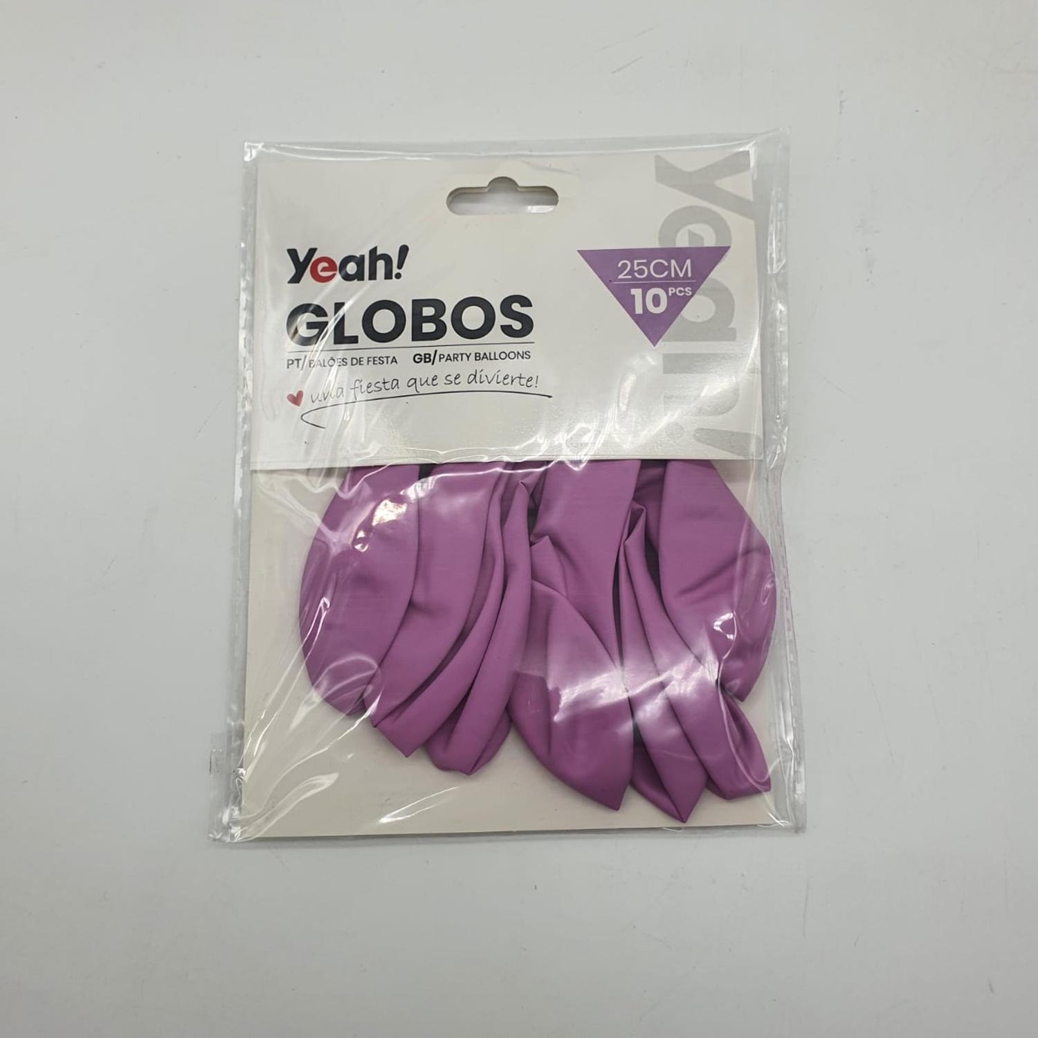 PACK X10 GLOBO MACARÓN TAMAÑO 25 CM FIESTA MORADO CLARO - 2