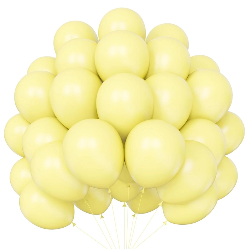 PACK X10 GLOBO TAMAÑO 25CM FIESTA AMARILLO MACARÓN - 1