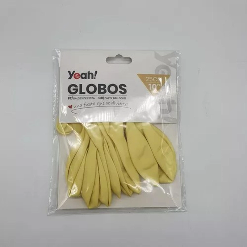 PACK X10 GLOBO TAMAÑO 25CM FIESTA AMARILLO MACARÓN - 2