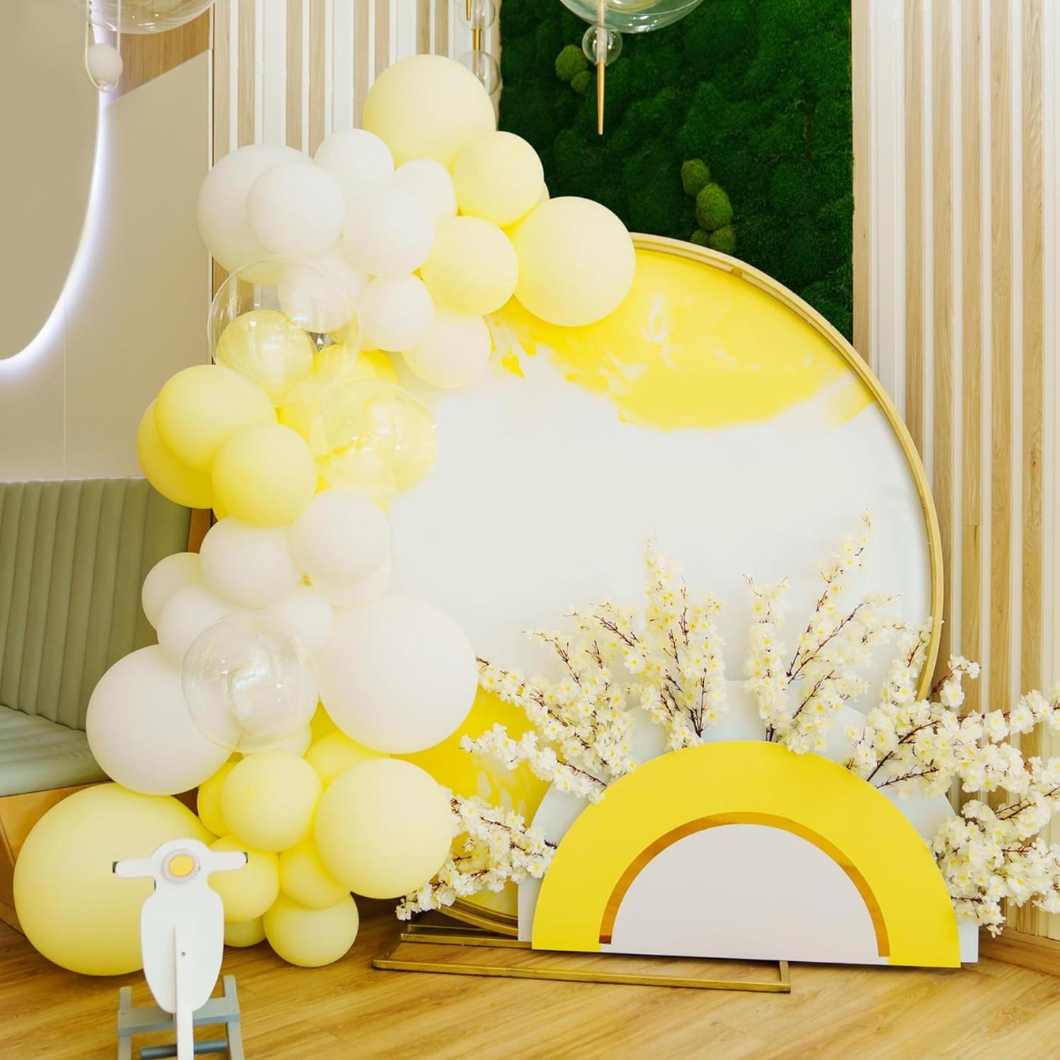 PACK X10 GLOBO TAMAÑO 25CM FIESTA AMARILLO MACARÓN - 7