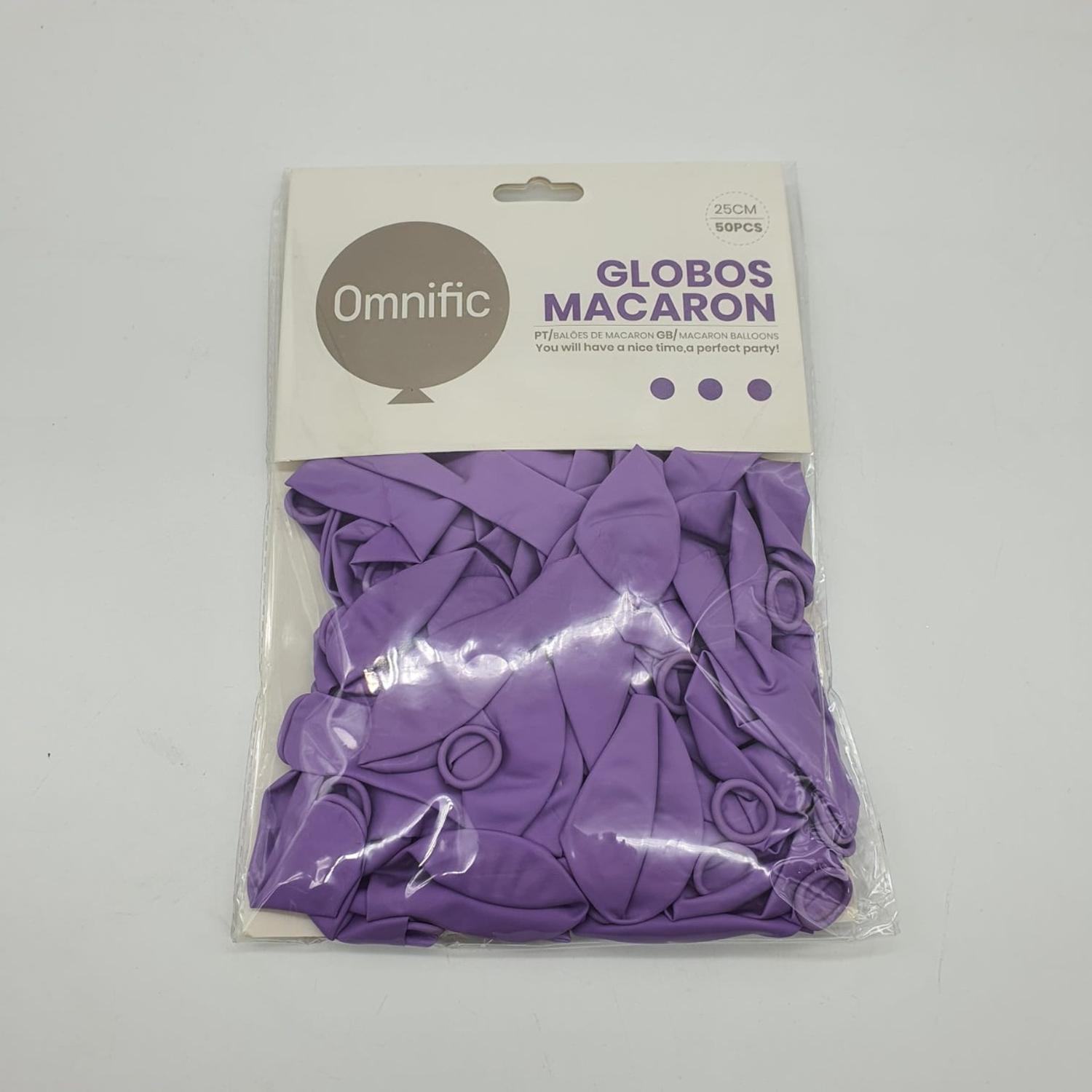 PACK X50 GLOBO TAMAÑO 25 CM MORADO MACARÓN - 2