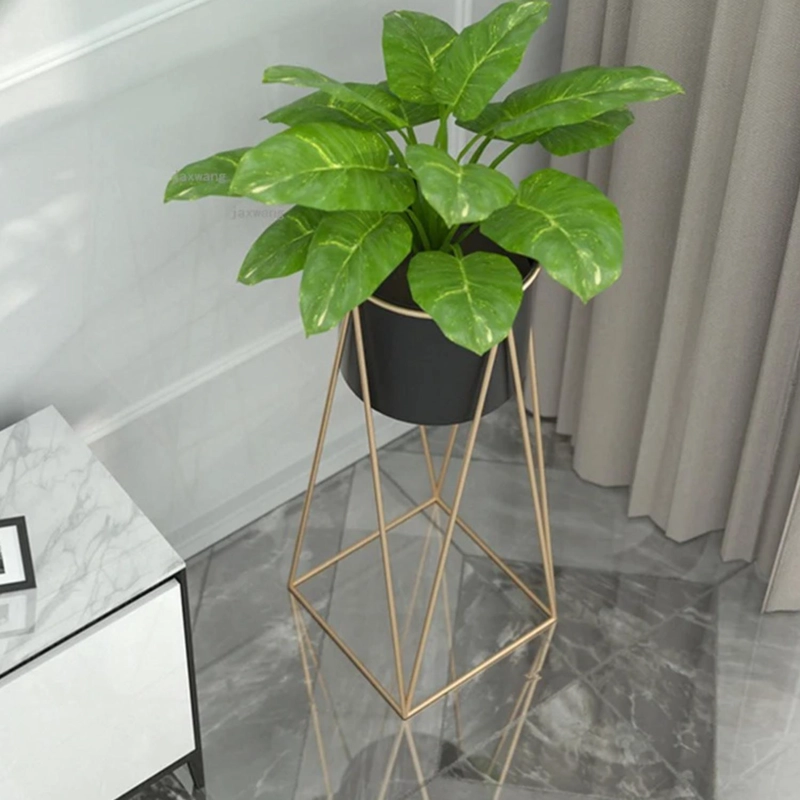 SET 2 PORTA MACETEROS PEDESTAL MACETA PLANTAS NEGRO DORADOS - 3