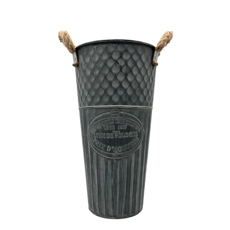 MACETERO METALICO DECORATIVO VERDE VINTAGE FLORERO L - 1