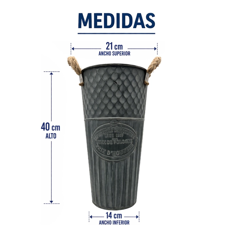 MACETERO METALICO DECORATIVO VERDE VINTAGE FLORERO L - 8