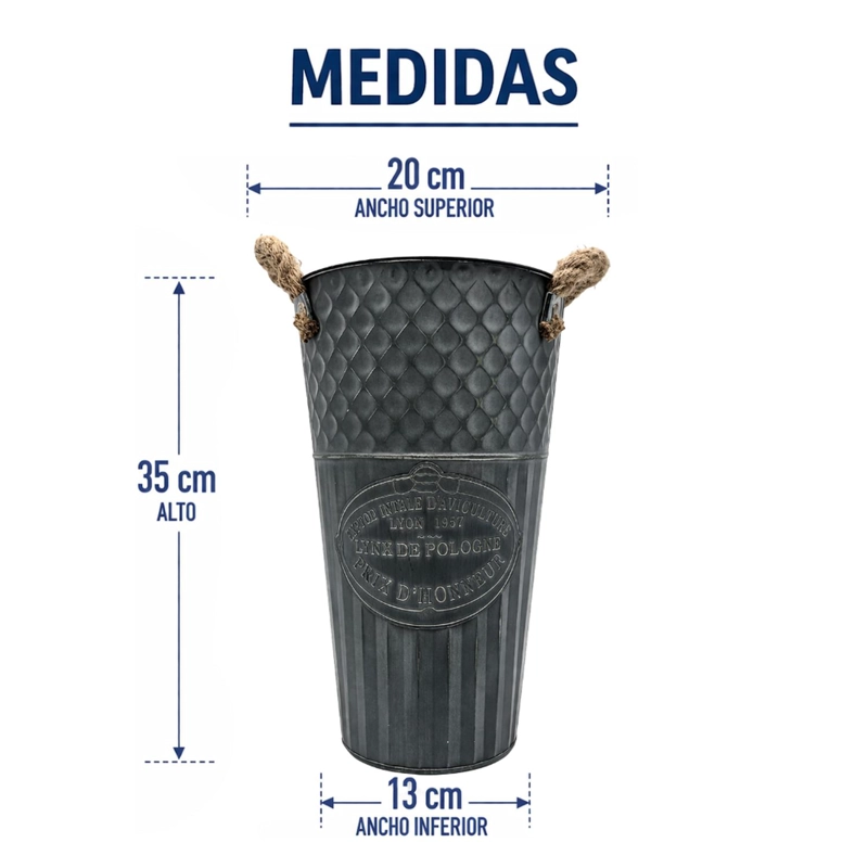 MACETERO METALICO DECORATIVO VERDE VINTAGE FLORERO M - 8