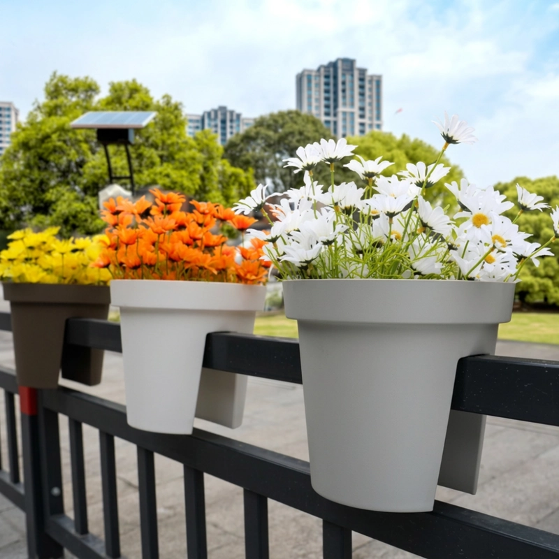 SET 2 MACETEROS COLGANTE PARA BALCON TERRAZA JARDIN PLASTICO - 2