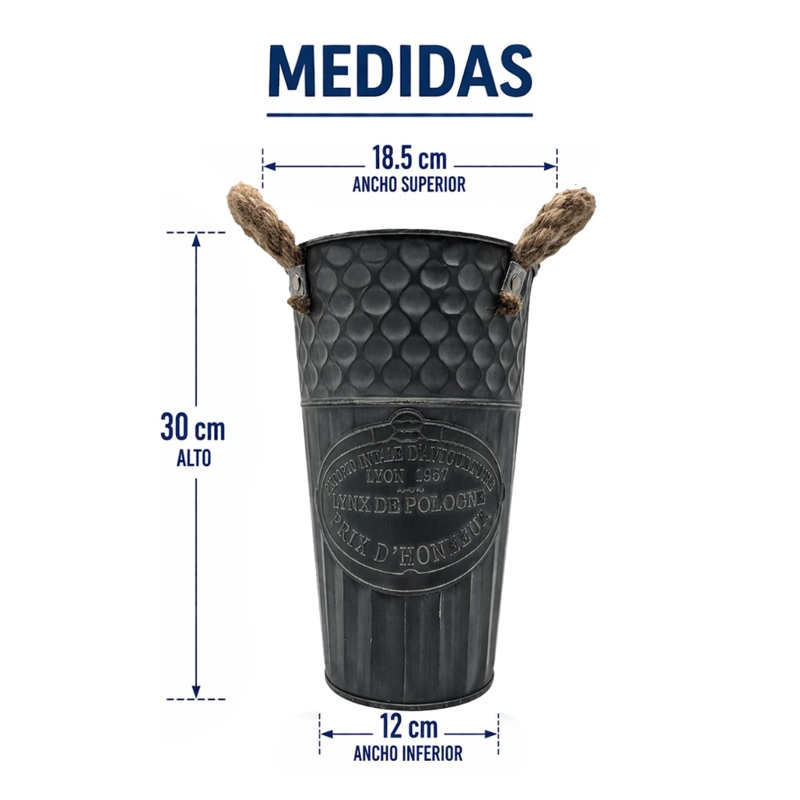 MACETERO METALICO DECORATIVO VERDE VINTAGE FLORERO S - 8