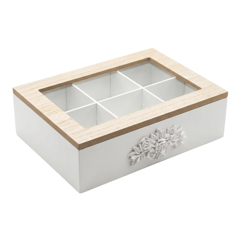 CAJA DE TE PORTA TE CAJA DE MADERA PARA EL TE 6 DIVISIONES - 1