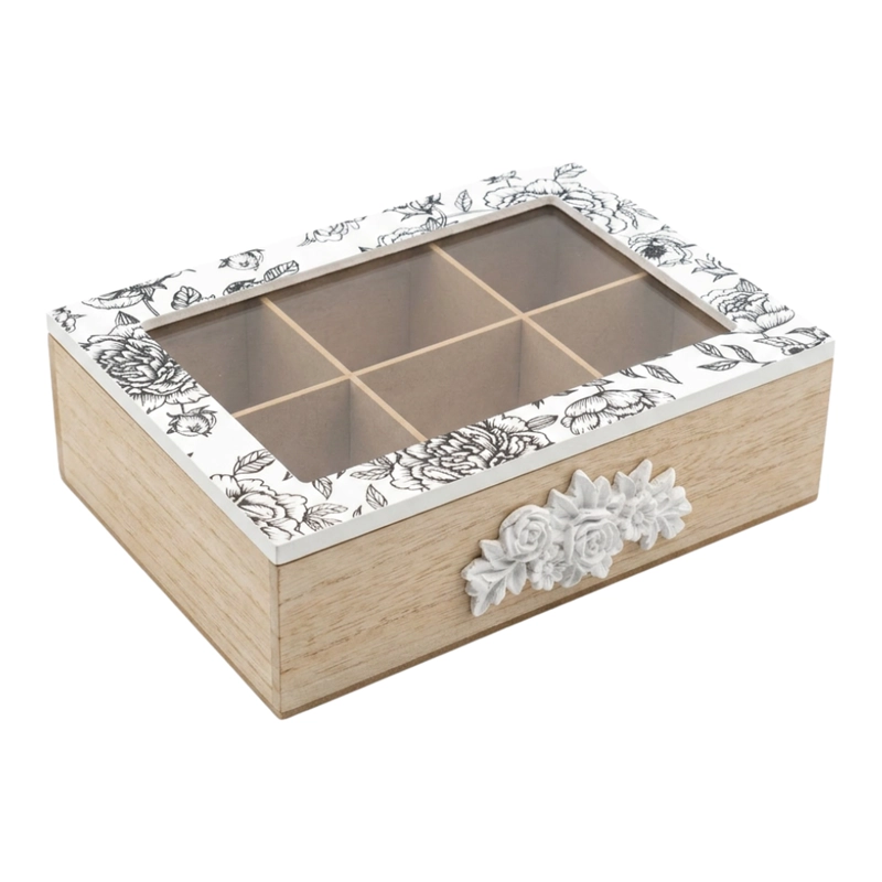 CAJA DE TE PORTA TE CAJA DE MADERA PARA EL TE 6 DIVISIONES - 1