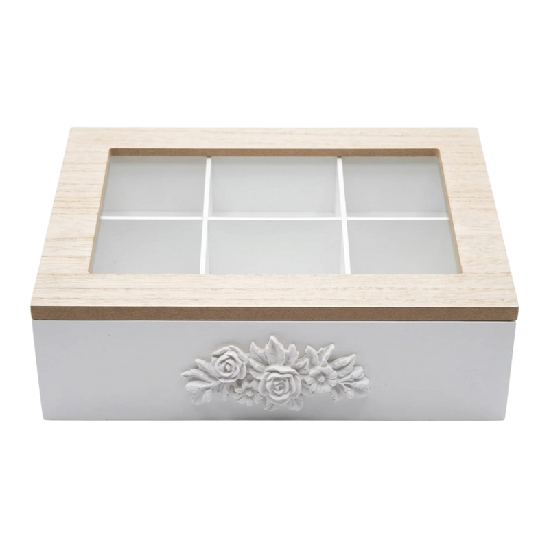 CAJA DE TE PORTA TE CAJA DE MADERA PARA EL TE 6 DIVISIONES - 2