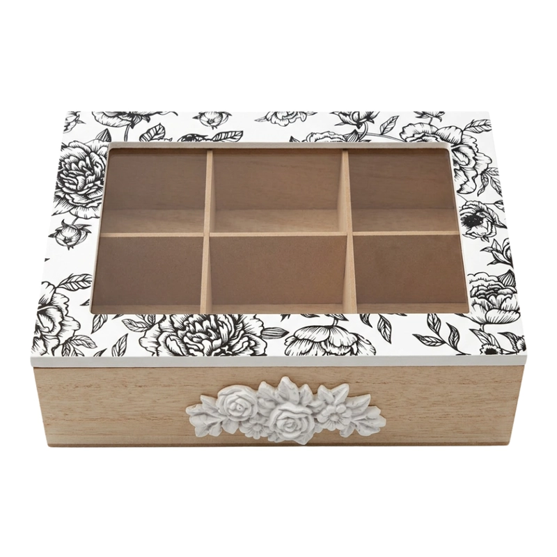CAJA DE TE PORTA TE CAJA DE MADERA PARA EL TE 6 DIVISIONES - 2