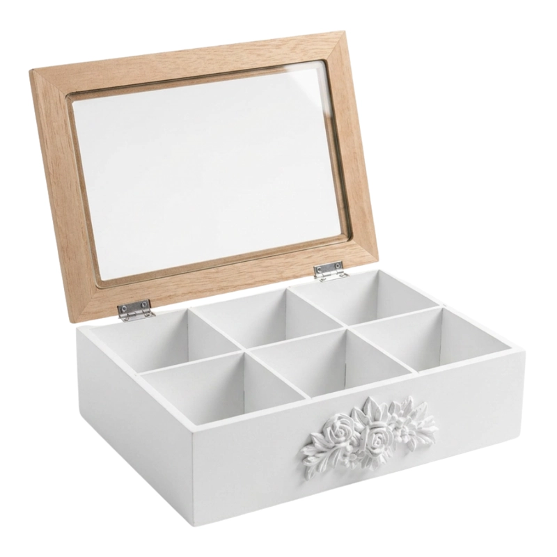 CAJA DE TE PORTA TE CAJA DE MADERA PARA EL TE 6 DIVISIONES - 3
