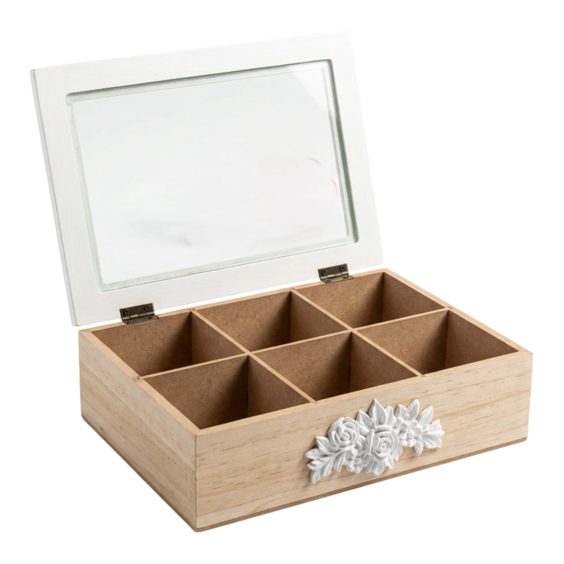 CAJA DE TE PORTA TE CAJA DE MADERA PARA EL TE 6 DIVISIONES - 3
