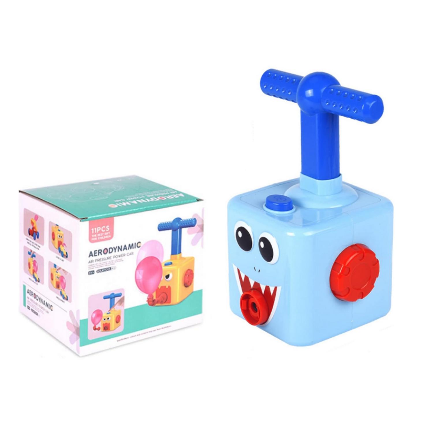 JUEGO INFLADOR DE GLOBOS PARA NIÑOS AUTOS CARRERAS CELESTE - 1