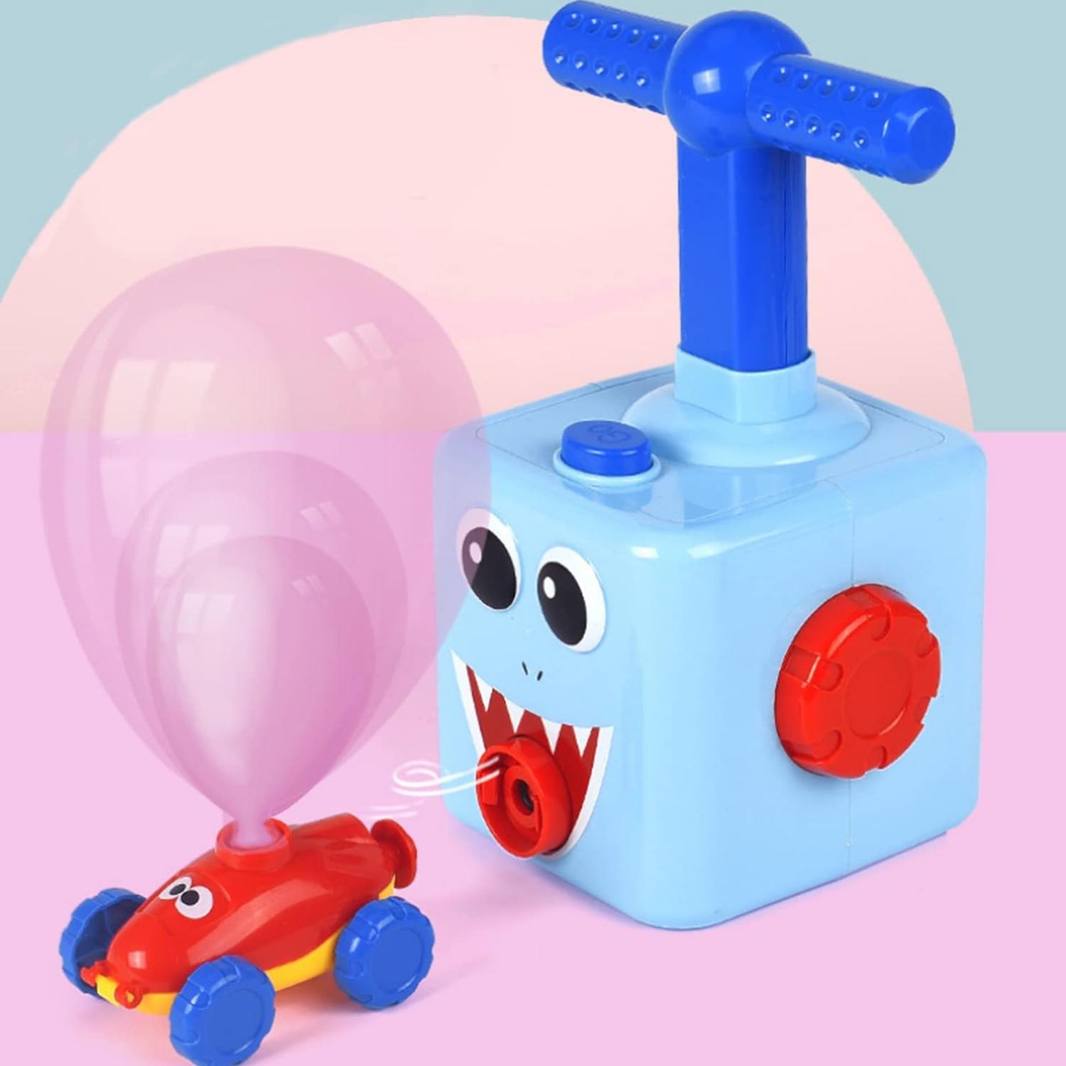JUEGO INFLADOR DE GLOBOS PARA NIÑOS AUTOS CARRERAS CELESTE - 3