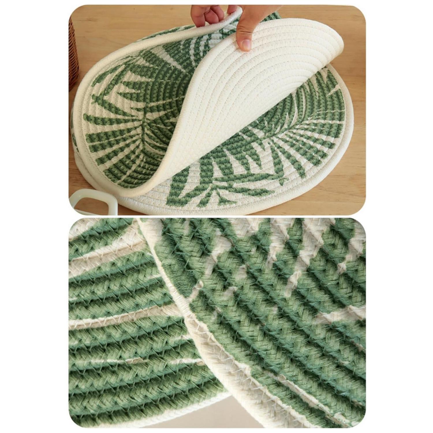 SET 2 BASE OLLA HOJAS COSAS CALIENTES INDIVIDUALES VERDE - 7