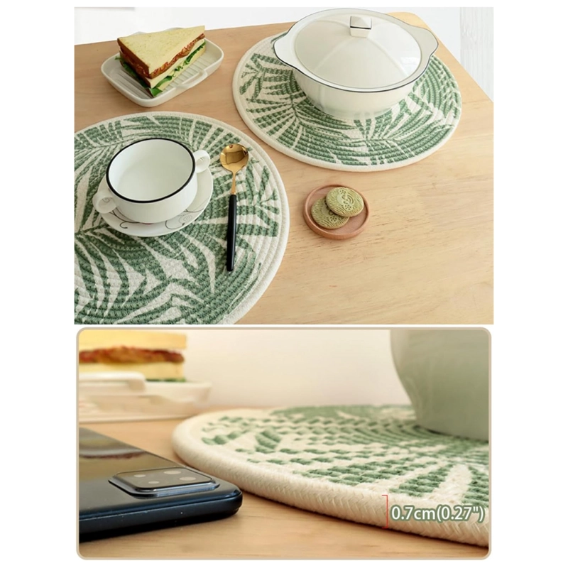 SET 2 BASE OLLA HOJAS COSAS CALIENTES INDIVIDUALES VERDE - 8