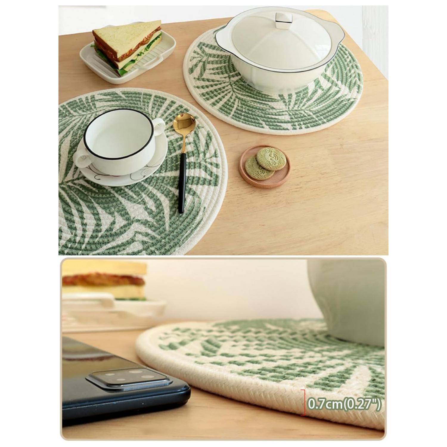 SET 2 BASE OLLA HOJAS COSAS CALIENTES INDIVIDUALES VERDE - 8