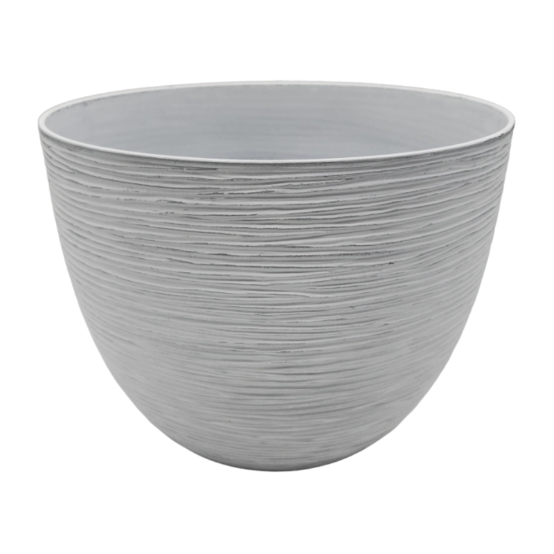 MACETERO MACETA DISEÑO RAYAS ENVEJECIDO DE PLASTICO BLANCO L - 1