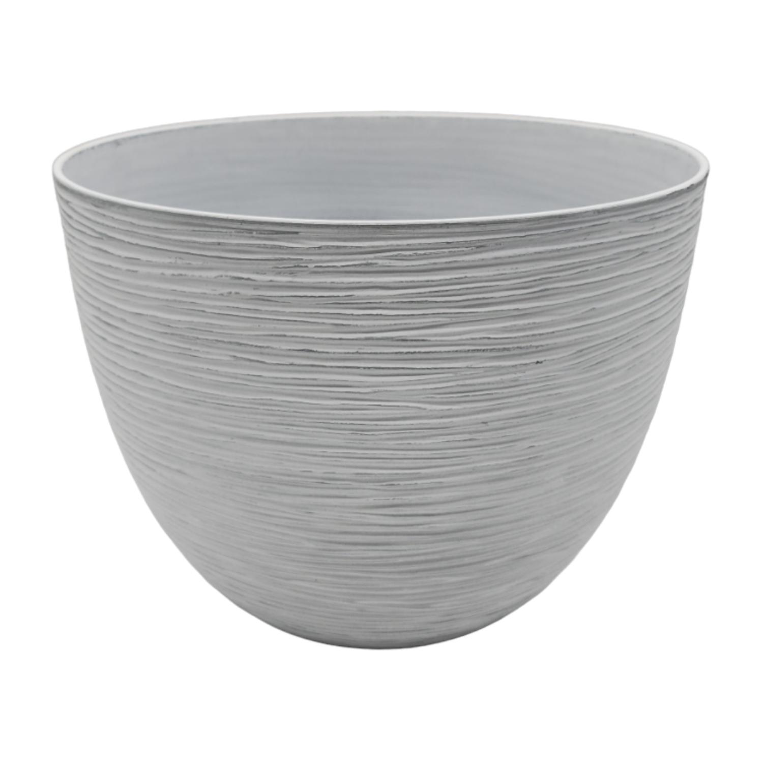 MACETERO MACETA DISEÑO RAYAS ENVEJECIDO DE PLASTICO BLANCO L - 1