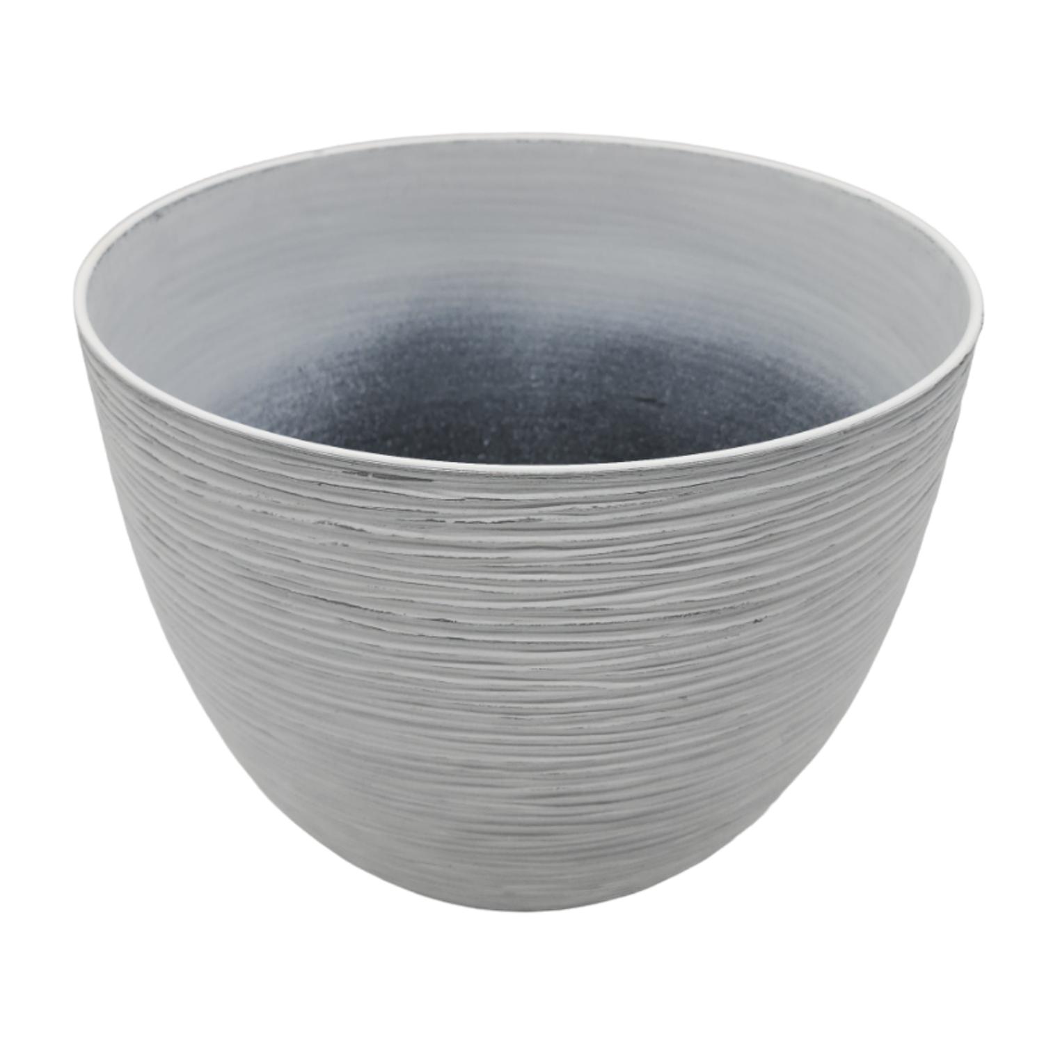 MACETERO MACETA DISEÑO RAYAS ENVEJECIDO DE PLASTICO BLANCO L - 2