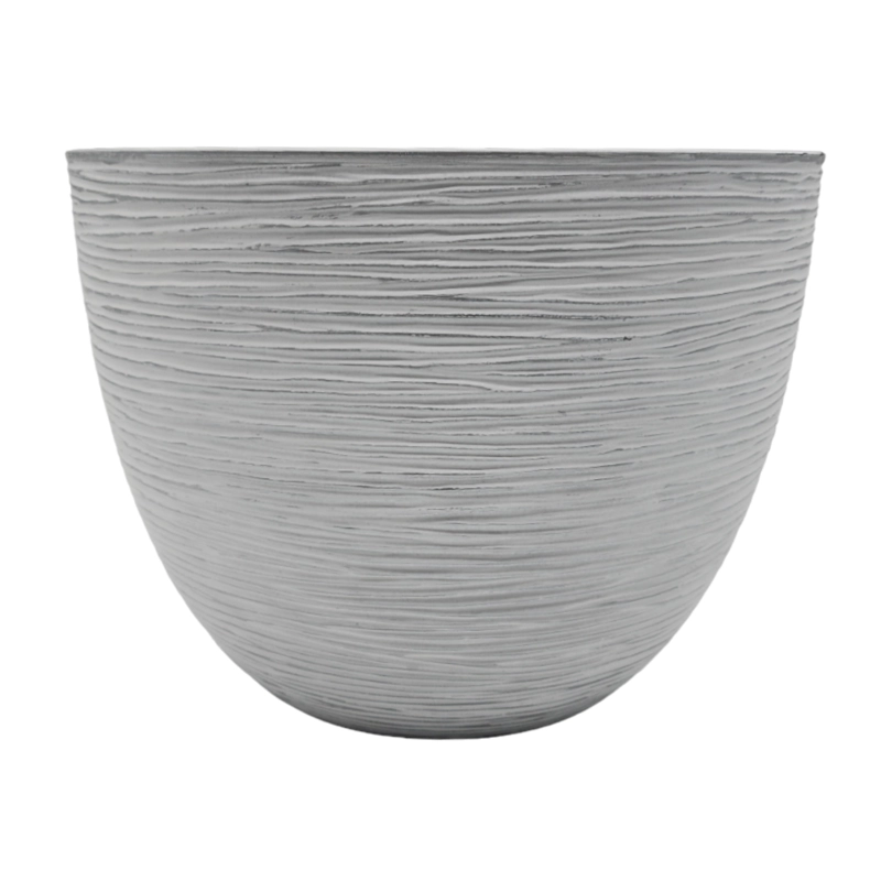 MACETERO MACETA DISEÑO RAYAS ENVEJECIDO DE PLASTICO BLANCO L - 3