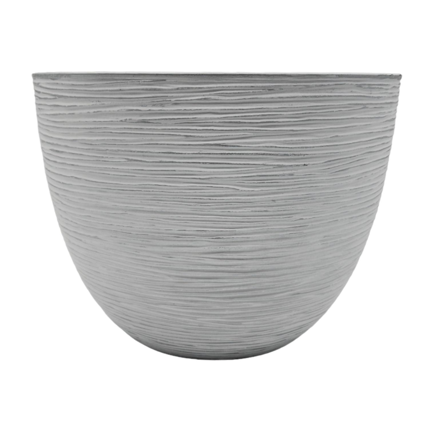 MACETERO MACETA DISEÑO RAYAS ENVEJECIDO DE PLASTICO BLANCO L - 3