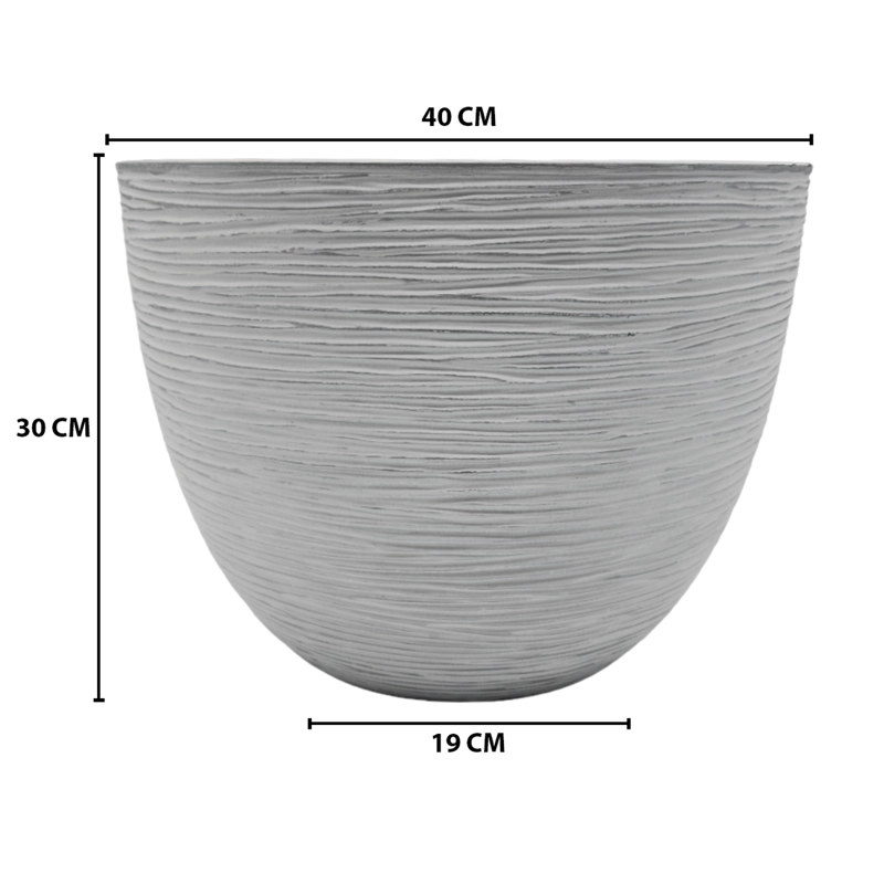 MACETERO MACETA DISEÑO RAYAS ENVEJECIDO DE PLASTICO BLANCO L - 6