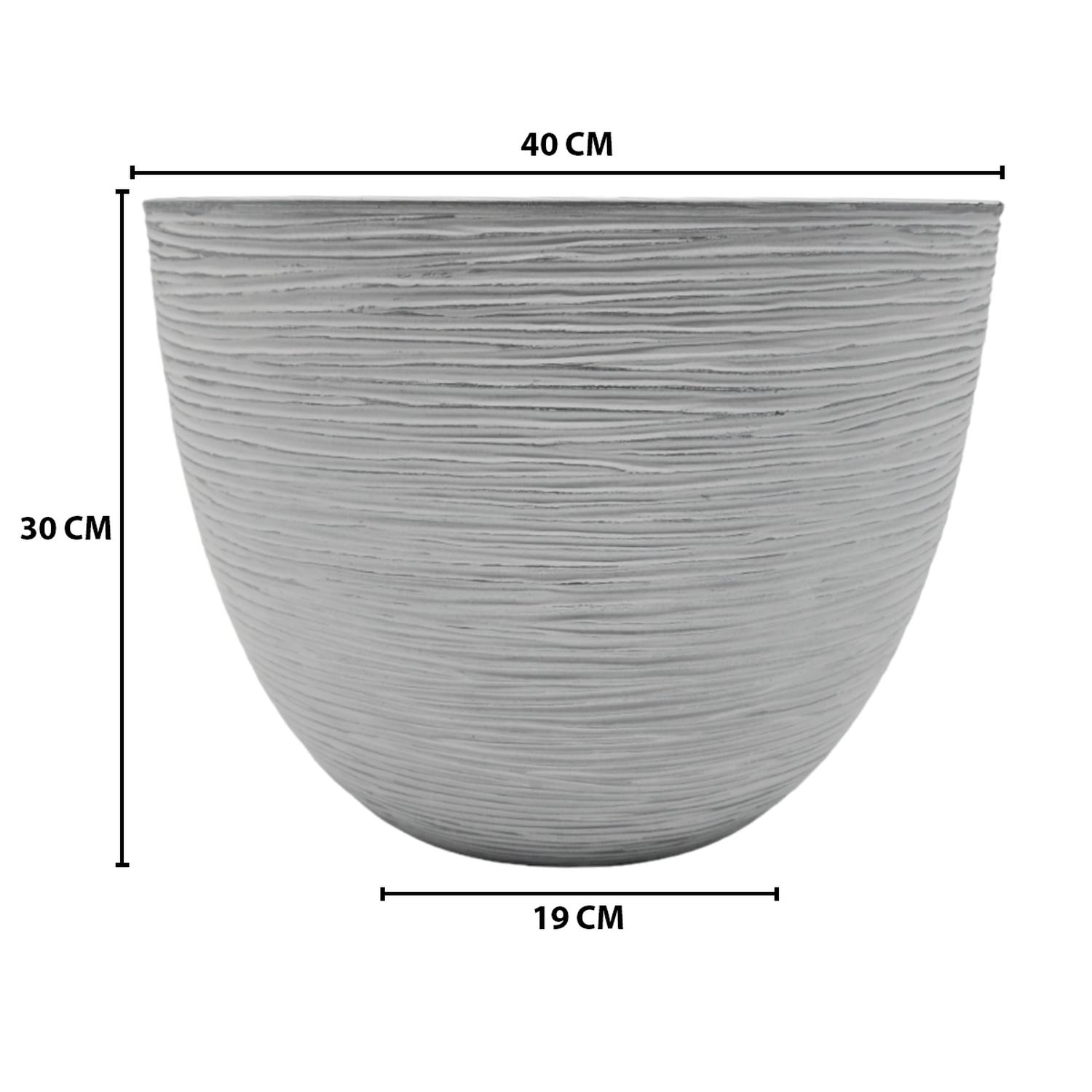 MACETERO MACETA DISEÑO RAYAS ENVEJECIDO DE PLASTICO BLANCO L - 6