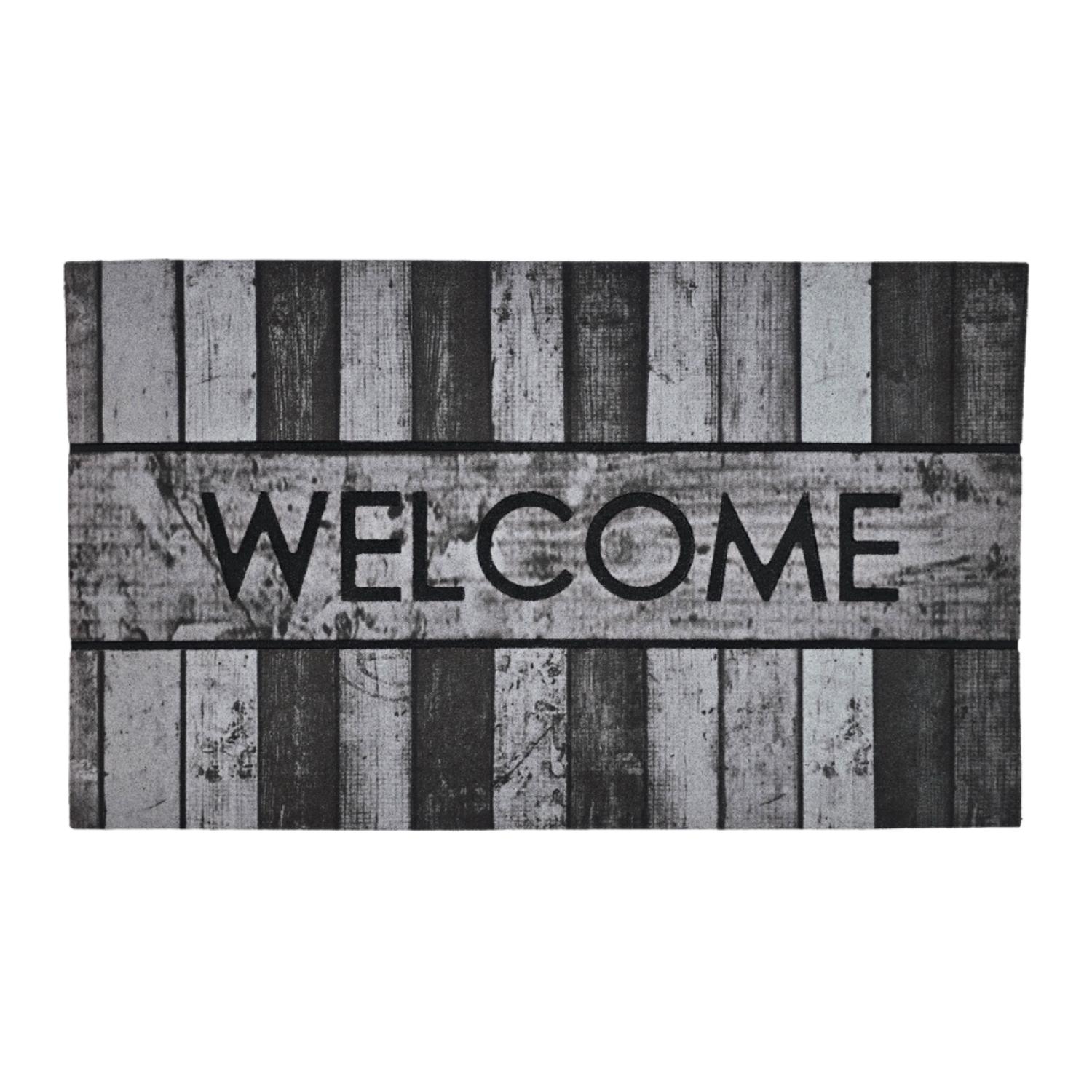 ALFOMBRA FELPUDO LIMPIAPIES ENTRADA WELCOME GRIS - 1
