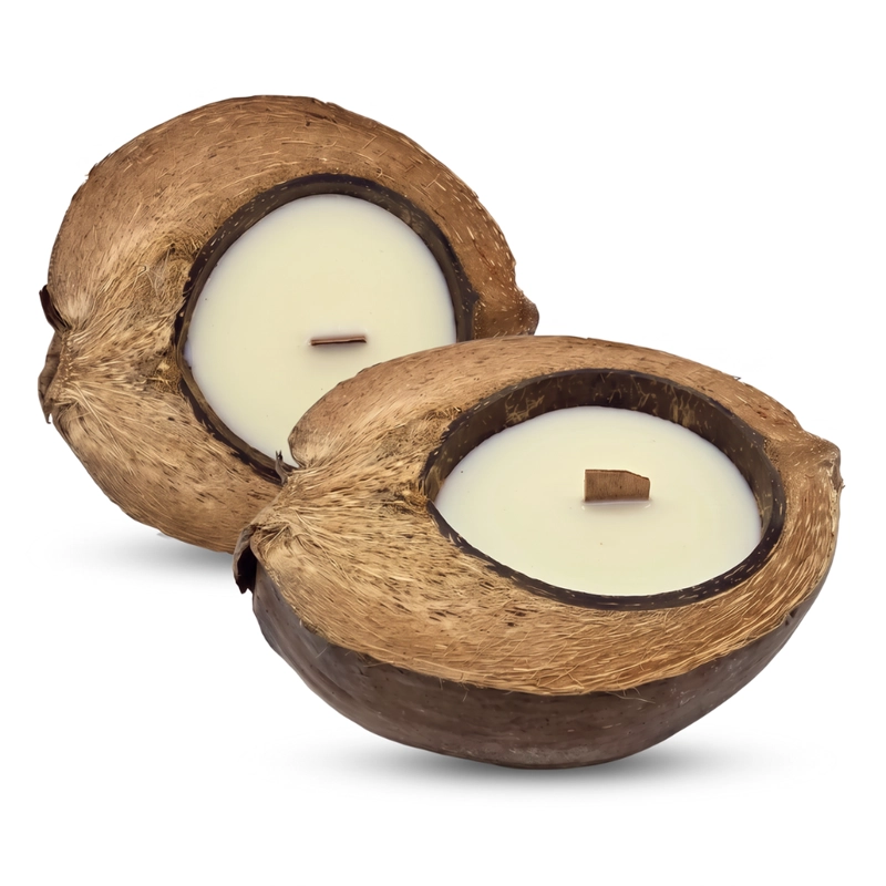 SET 2 VELA AROMATICA ECOLOGICA AROMA DE COCO CERA NATURAL - 1