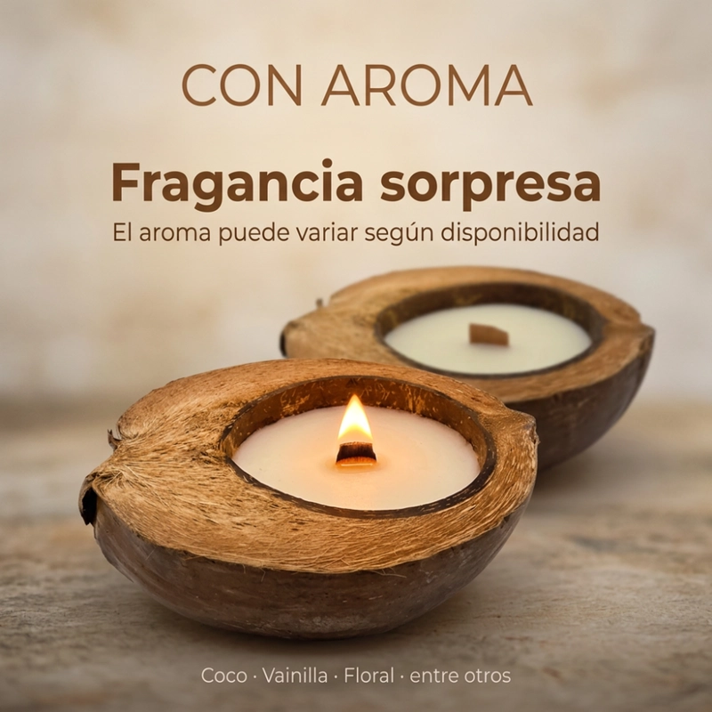 SET 2 VELA AROMATICA ECOLOGICA AROMA DE COCO CERA NATURAL - 6