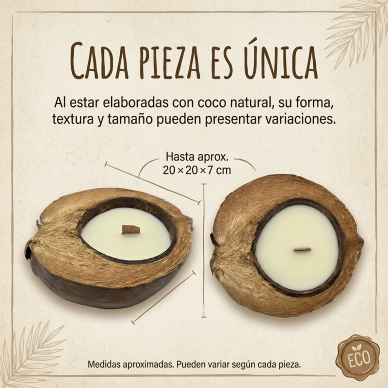 SET 2 VELA AROMATICA ECOLOGICA AROMA DE COCO CERA NATURAL - 7