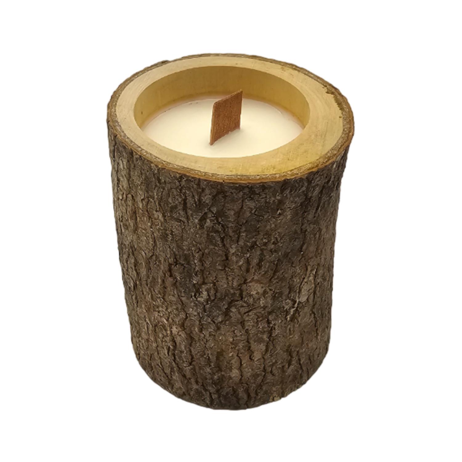 VELA AROMATICA ECOLOGICA EN TRONCO DE MADERA FRAGANCIA DECO - 1