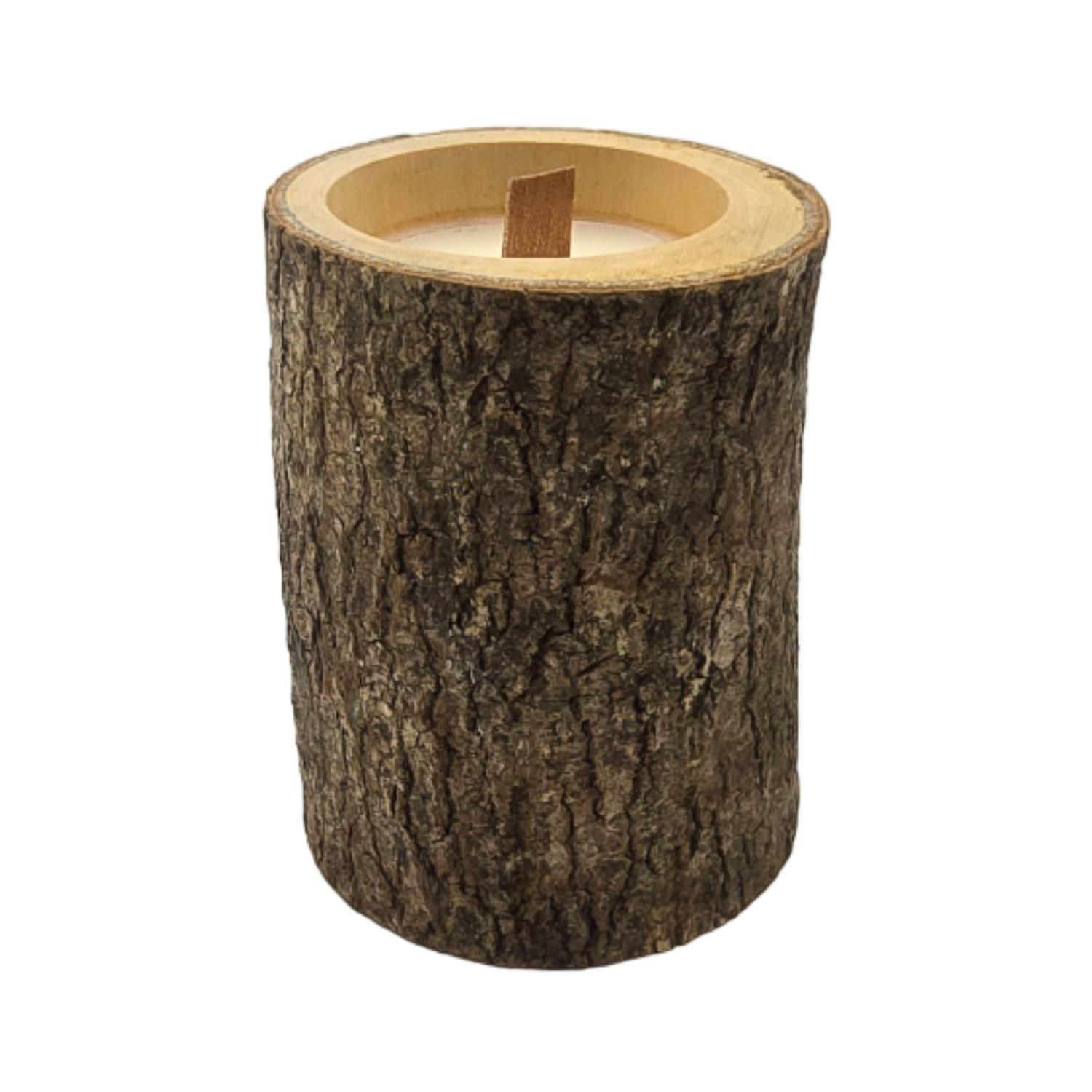VELA AROMATICA ECOLOGICA EN TRONCO DE MADERA FRAGANCIA DECO - 2