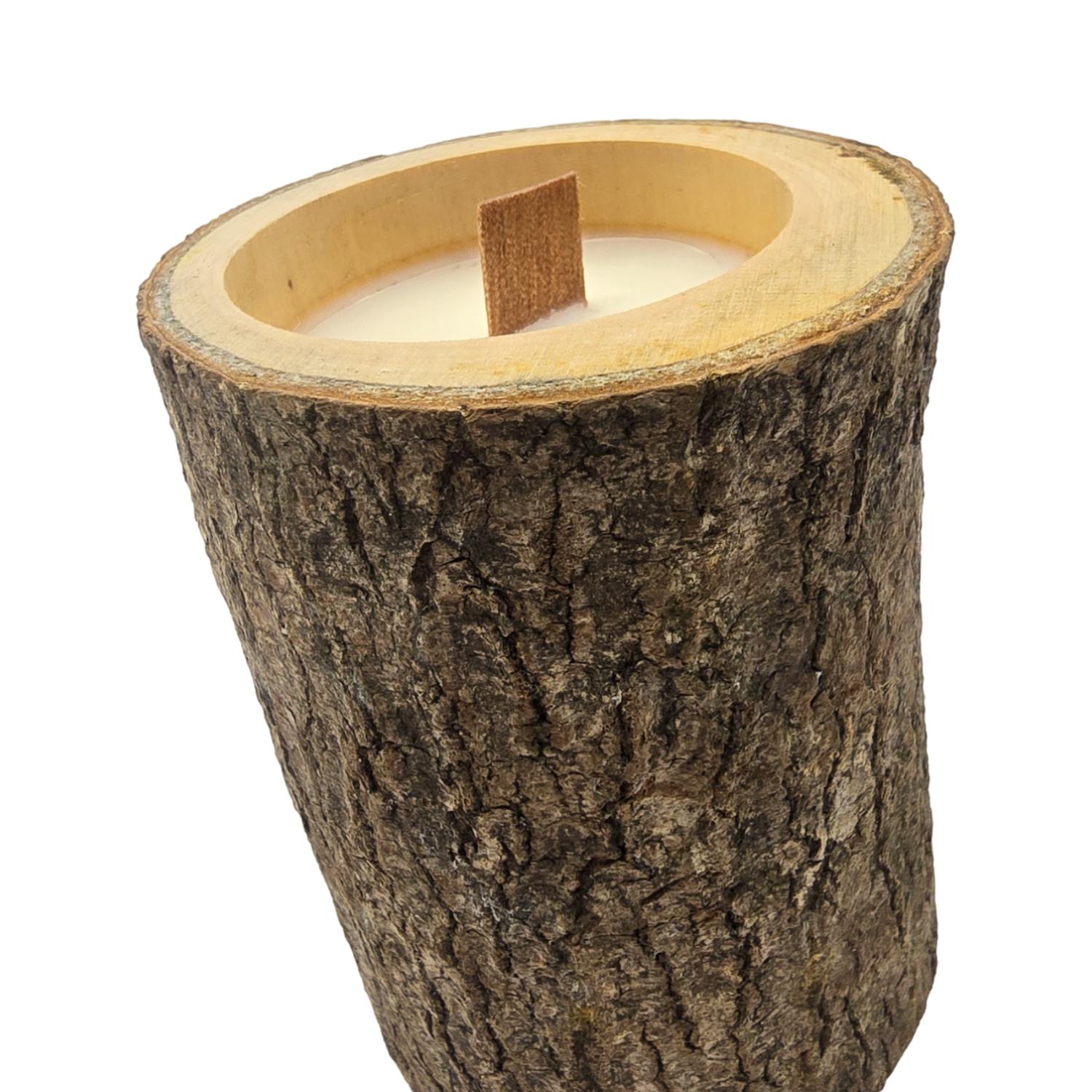 VELA AROMATICA ECOLOGICA EN TRONCO DE MADERA FRAGANCIA DECO - 3