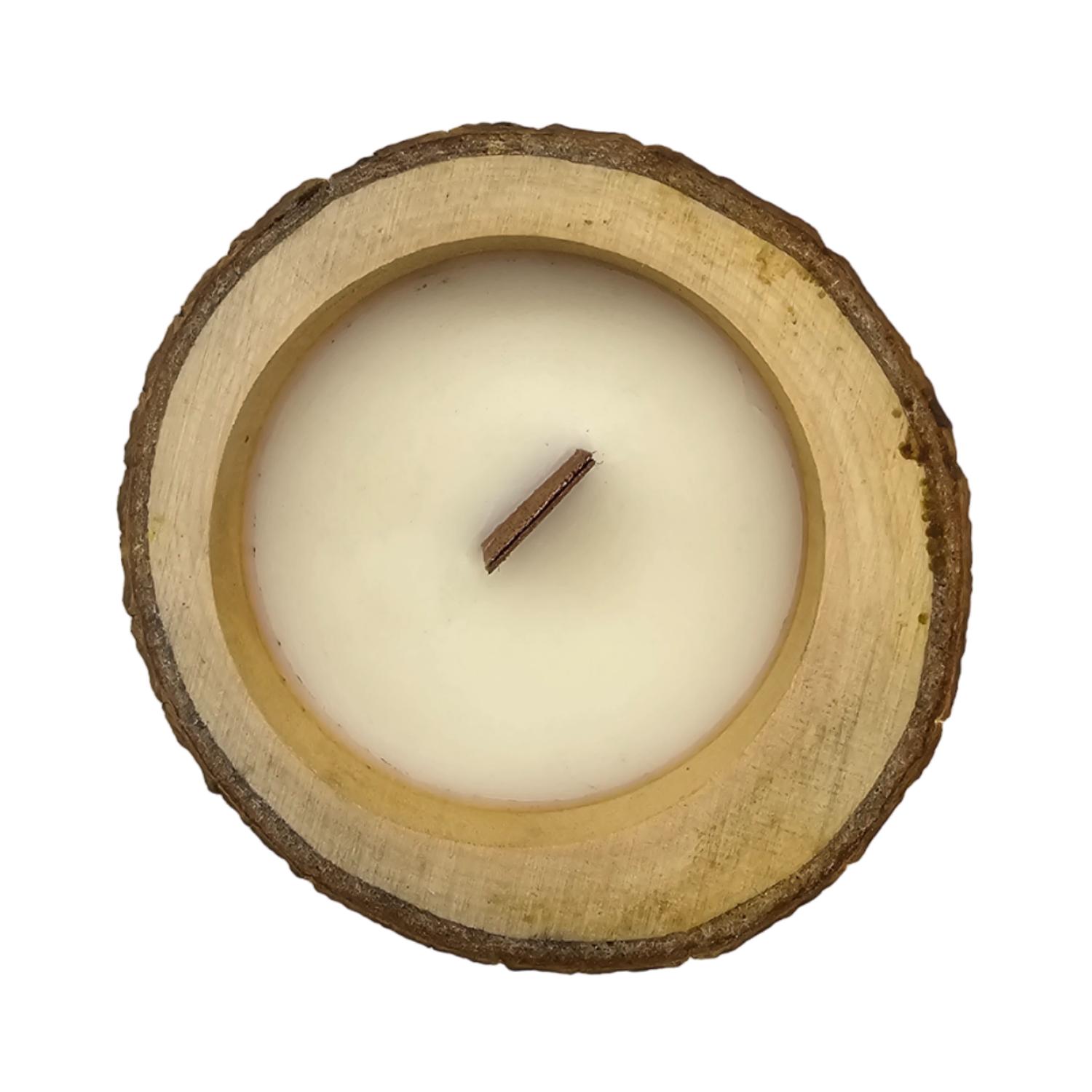 VELA AROMATICA ECOLOGICA EN TRONCO DE MADERA FRAGANCIA DECO - 6