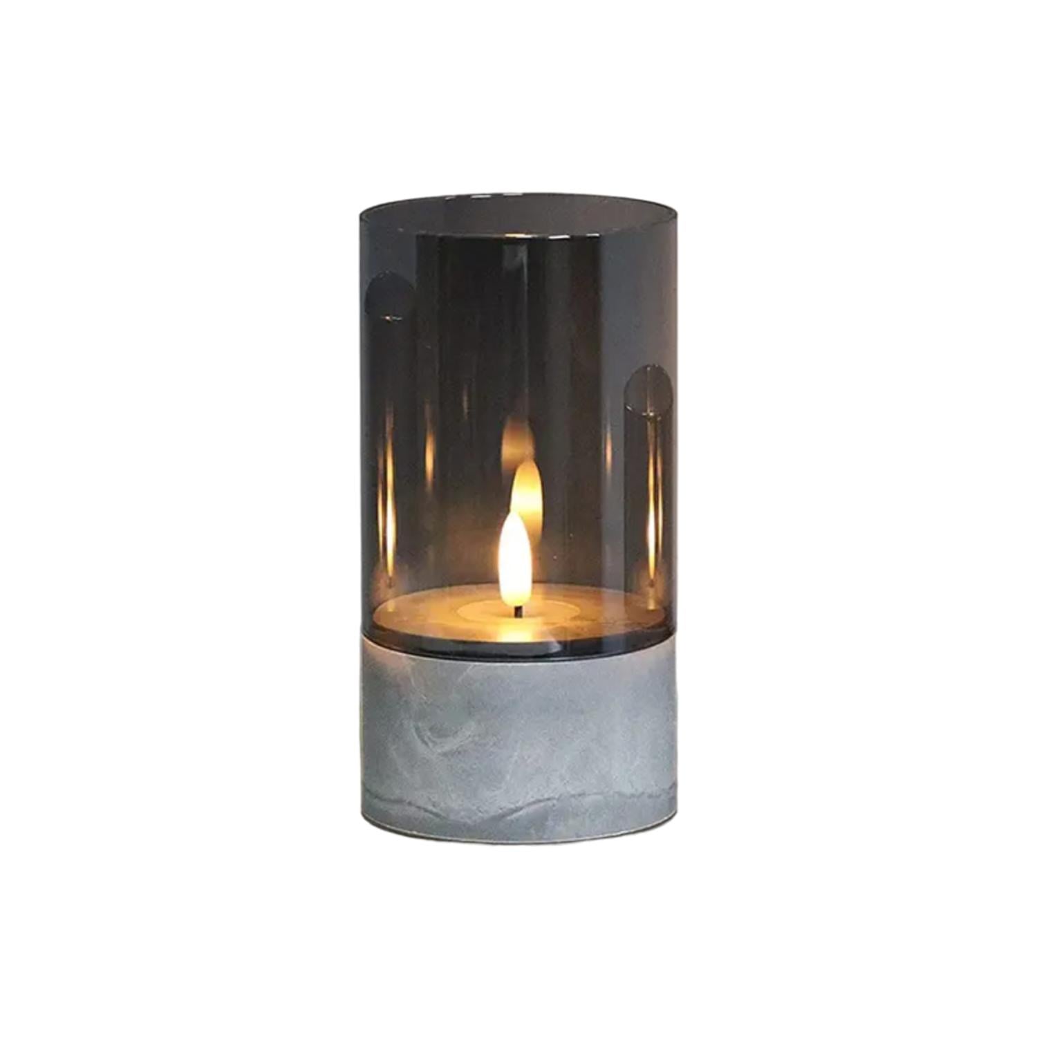 VELA ARTIFICIAL DE CRISTAL CON EFECTO LLAMA BLANCA LUZ LED L - 1