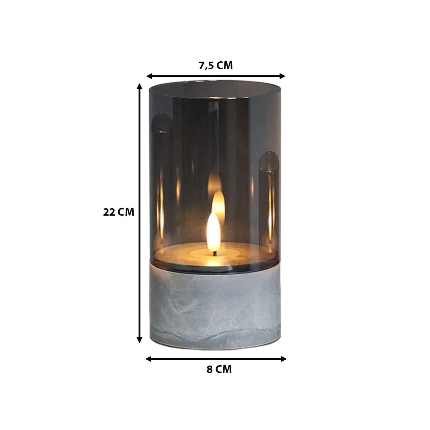 VELA ARTIFICIAL DE CRISTAL CON EFECTO LLAMA BLANCA LUZ LED L - 2