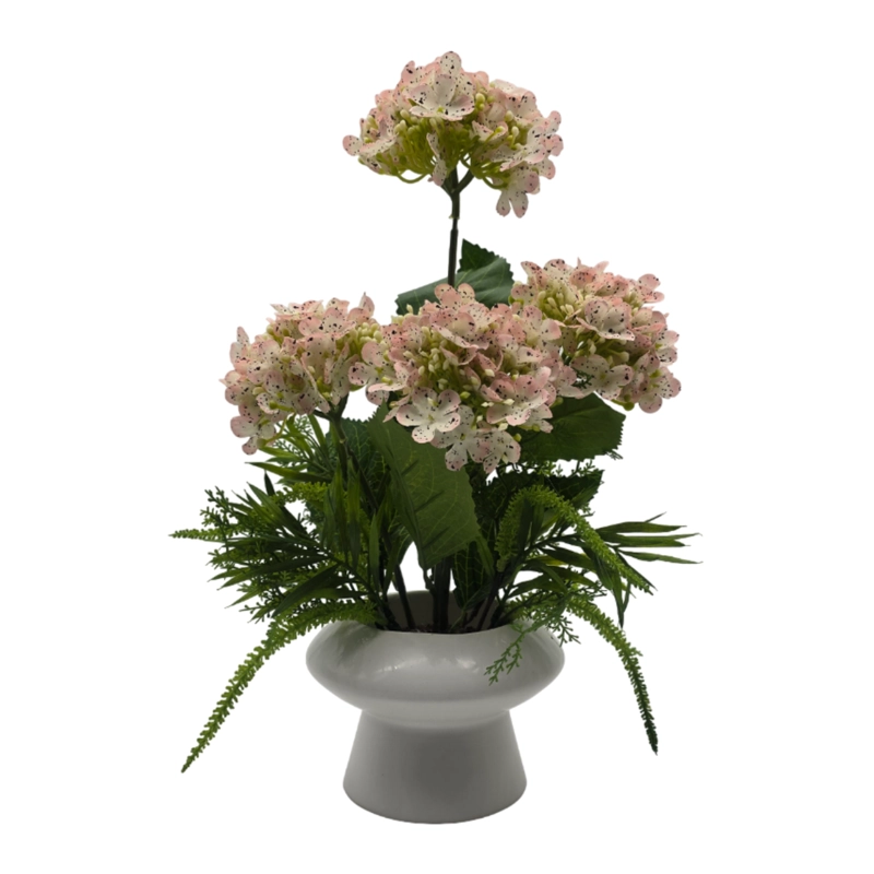 PLANTA ARTIFICIAL HORTENSIA DECORATIVA MACETERO DE CERAMICA - 1