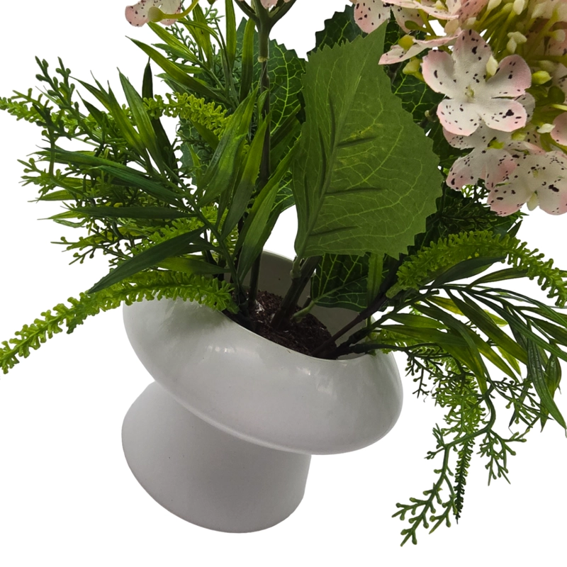 PLANTA ARTIFICIAL HORTENSIA DECORATIVA MACETERO DE CERAMICA - 5