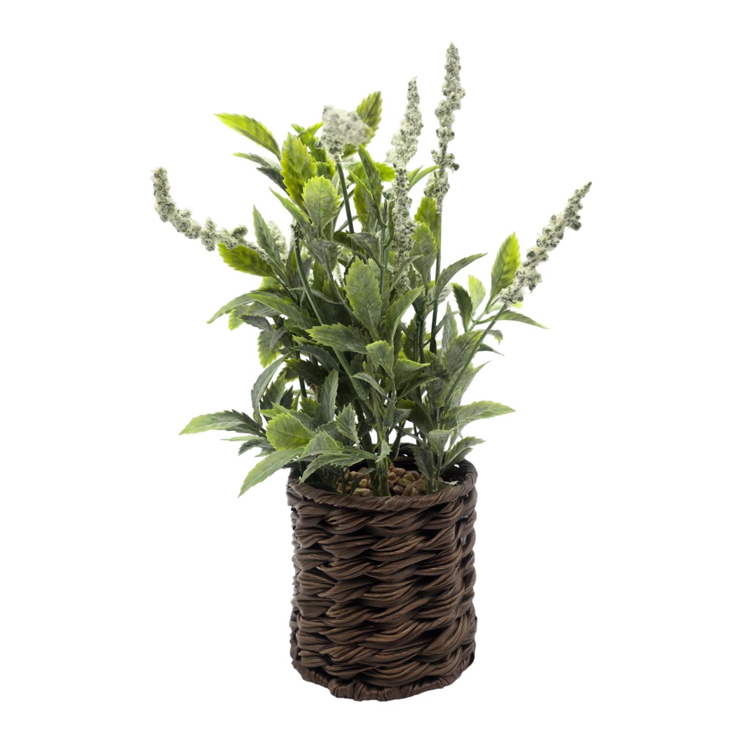 PLANTA ARTIFICIAL LAVANDA DECORATIVA MACETERO DE RATTAN DECO - 1