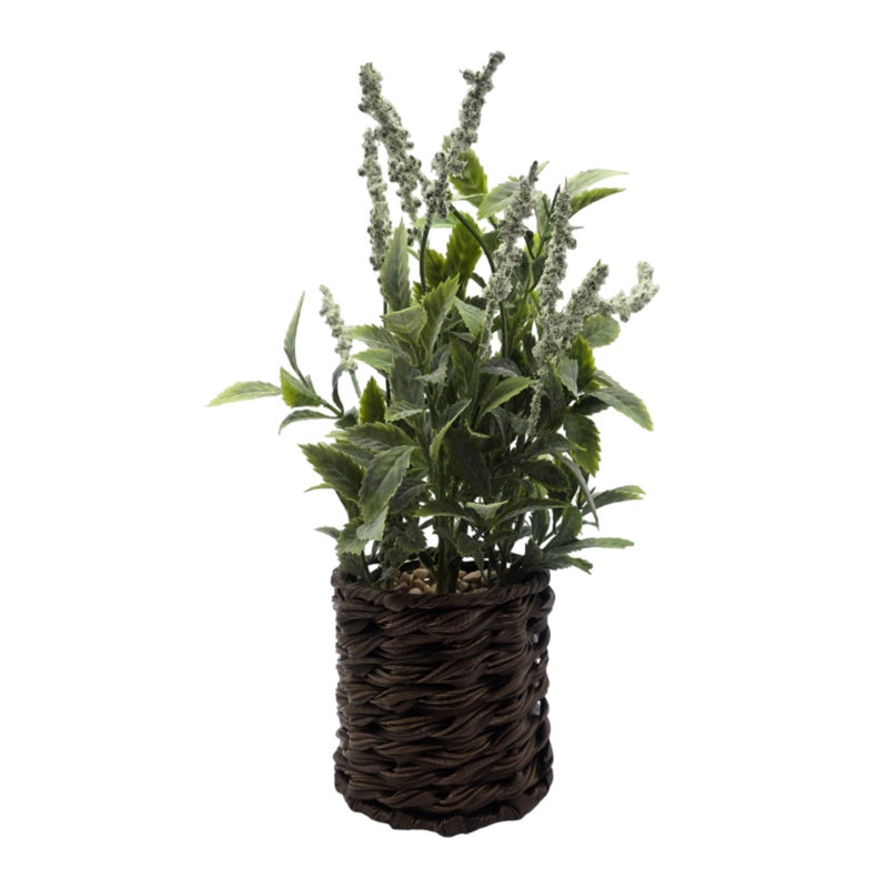 PLANTA ARTIFICIAL LAVANDA DECORATIVA MACETERO DE RATTAN DECO - 2