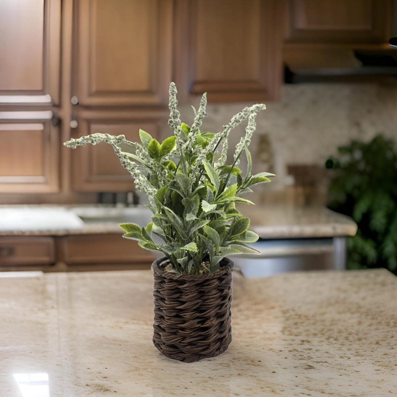 PLANTA ARTIFICIAL LAVANDA DECORATIVA MACETERO DE RATTAN DECO - 4