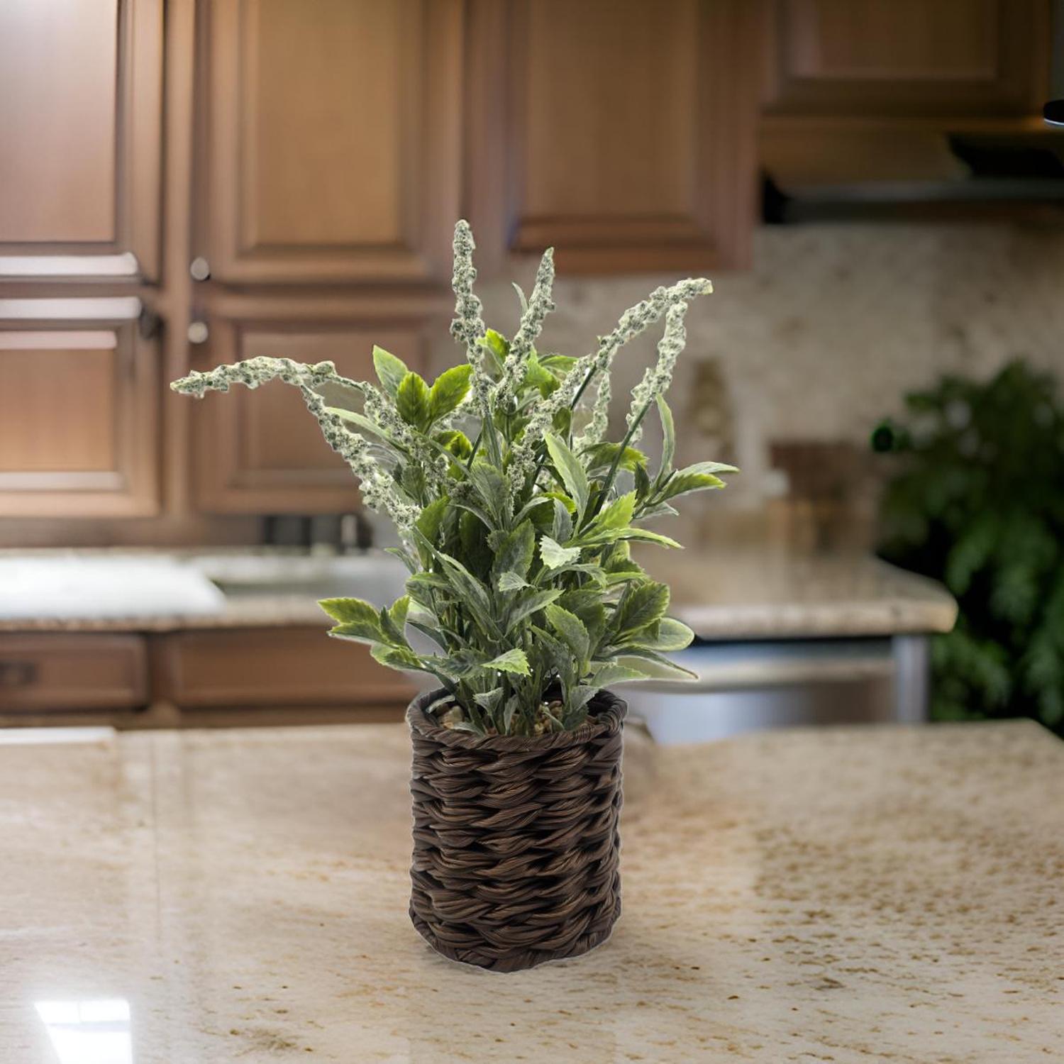 PLANTA ARTIFICIAL LAVANDA DECORATIVA MACETERO DE RATTAN DECO - 4