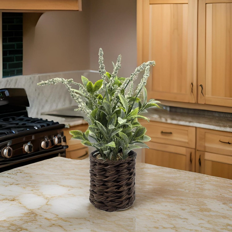 PLANTA ARTIFICIAL LAVANDA DECORATIVA MACETERO DE RATTAN DECO - 5