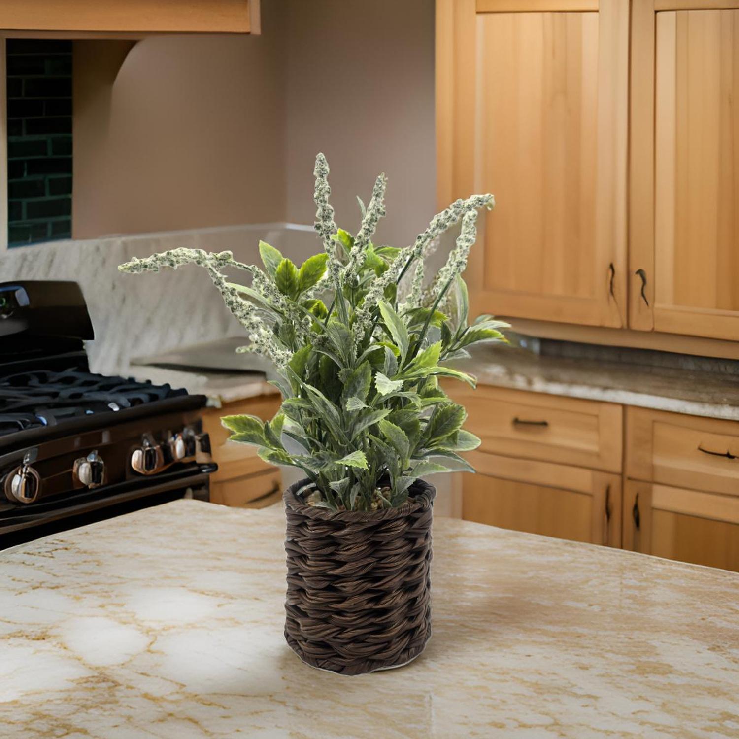 PLANTA ARTIFICIAL LAVANDA DECORATIVA MACETERO DE RATTAN DECO - 5