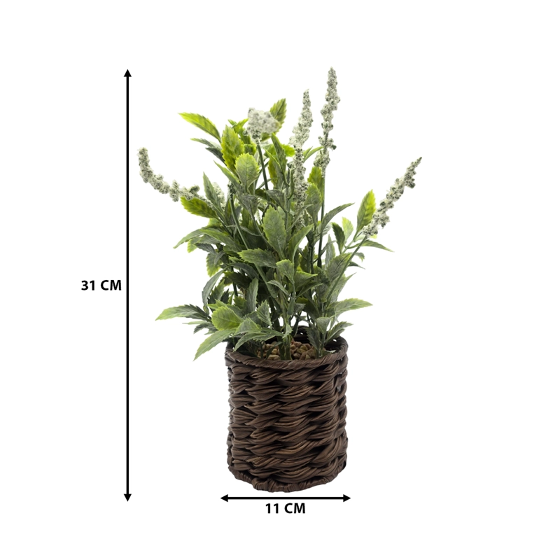 PLANTA ARTIFICIAL LAVANDA DECORATIVA MACETERO DE RATTAN DECO - 7