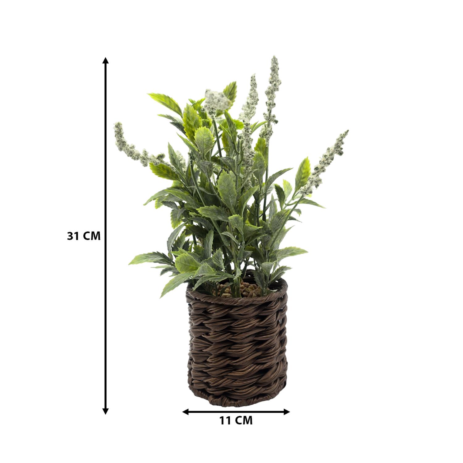 PLANTA ARTIFICIAL LAVANDA DECORATIVA MACETERO DE RATTAN DECO - 7